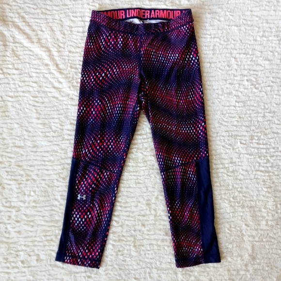 Under Armour Pants - Under Armour Heatgear Compression Tights Pink Blue Medium
